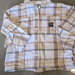 Vans Kids Checkered Button-Down Shirt - Tan and White